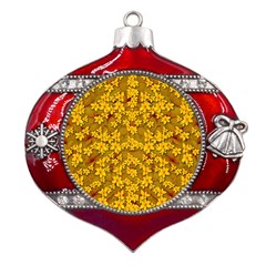 Blooming Flowers Of Lotus Paradise Metal Snowflake And Bell Red Ornament