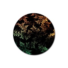 Fractal Patterns Gradient Colorful Rubber Round Coaster (4 Pack) by Cemarart