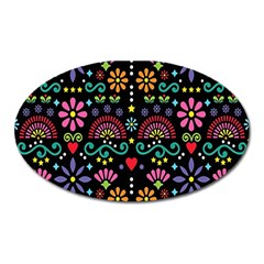 Mexican Folk Art Seamless Pattern Oval Magnet