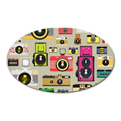 Retro Camera Pattern Graph Oval Magnet