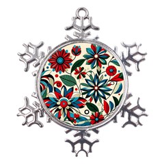 Flora Pattern Flower Metal Large Snowflake Ornament by Grandong