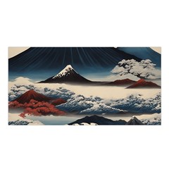 Hokusai Moutains Japan Satin Shawl 45  X 80 