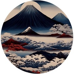 Hokusai Moutains Japan Uv Print Round Tile Coaster by Bedest