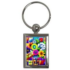 Flower Vase Flower Collage Pop Art Key Chain (rectangle)