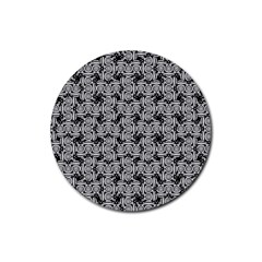 Ethnic Symbols Motif Black And White Pattern Rubber Round Coaster (4 Pack) by dflcprintsclothing