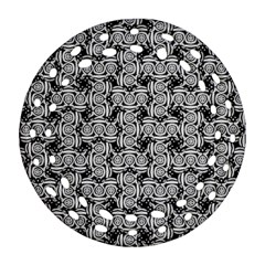 Ethnic Symbols Motif Black And White Pattern Round Filigree Ornament (two Sides) by dflcprintsclothing