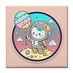 Boy Astronaut Cotton Candy Childhood Fantasy Tale Literature Planet Universe Kawaii Nature Cute Clou Tile Coaster