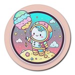 Boy Astronaut Cotton Candy Childhood Fantasy Tale Literature Planet Universe Kawaii Nature Cute Clou Round Mousepad