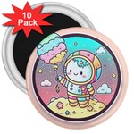 Boy Astronaut Cotton Candy Childhood Fantasy Tale Literature Planet Universe Kawaii Nature Cute Clou 3  Magnets (10 pack) 