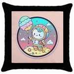 Boy Astronaut Cotton Candy Childhood Fantasy Tale Literature Planet Universe Kawaii Nature Cute Clou Throw Pillow Case (Black)