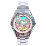Boy Astronaut Cotton Candy Childhood Fantasy Tale Literature Planet Universe Kawaii Nature Cute Clou Stainless Steel Analogue Watch