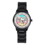 Boy Astronaut Cotton Candy Childhood Fantasy Tale Literature Planet Universe Kawaii Nature Cute Clou Stainless Steel Round Watch