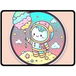 Boy Astronaut Cotton Candy Childhood Fantasy Tale Literature Planet Universe Kawaii Nature Cute Clou Two Sides Fleece Blanket (Large)