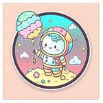 Boy Astronaut Cotton Candy Childhood Fantasy Tale Literature Planet Universe Kawaii Nature Cute Clou Square Satin Scarf (36  x 36 )