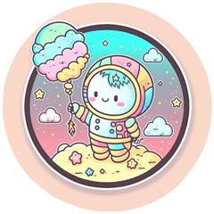 Boy Astronaut Cotton Candy Childhood Fantasy Tale Literature Planet Universe Kawaii Nature Cute Clou Wooden Puzzle Round