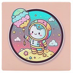 Boy Astronaut Cotton Candy Childhood Fantasy Tale Literature Planet Universe Kawaii Nature Cute Clou Uv Print Square Tile Coaster  by Maspions