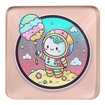 Boy Astronaut Cotton Candy Childhood Fantasy Tale Literature Planet Universe Kawaii Nature Cute Clou Square Glass Fridge Magnet (4 pack)