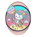 Boy Astronaut Cotton Candy Childhood Fantasy Tale Literature Planet Universe Kawaii Nature Cute Clou Oval Glass Fridge Magnet (4 pack)
