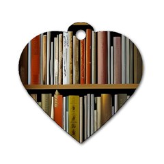 Book Nook Books Bookshelves Comfortable Cozy Literature Library Study Reading Reader Reading Nook Ro Dog Tag Heart (one Side)