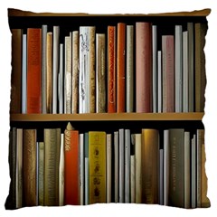 Book Nook Books Bookshelves Comfortable Cozy Literature Library Study Reading Reader Reading Nook Ro Large Premium Plush Fleece Cushion Case (two Sides)