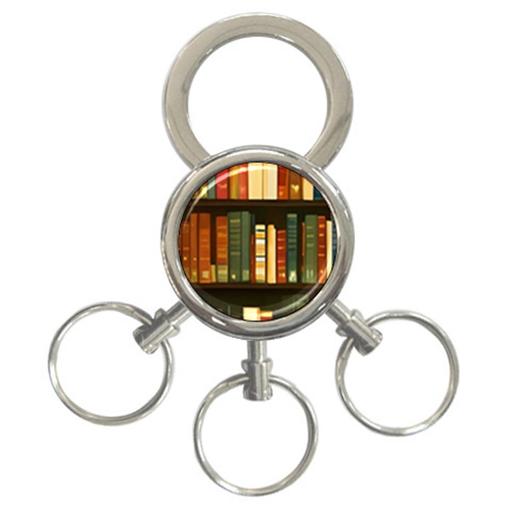 Books Bookshelves Library Fantasy Apothecary Book Nook Literature Study 3-Ring Key Chain