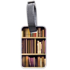 Books Bookshelves Office Fantasy Background Artwork Book Cover Apothecary Book Nook Literature Libra Luggage Tag (two Sides) by Grandong