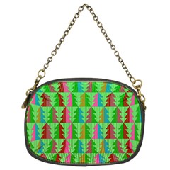 Trees Pattern Retro Pink Red Yellow Holidays Advent Christmas Chain Purse (two Sides)