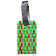 Trees Pattern Retro Pink Red Yellow Holidays Advent Christmas Luggage Tag (two Sides)