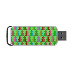 Trees Pattern Retro Pink Red Yellow Holidays Advent Christmas Portable Usb Flash (two Sides) by Maspions