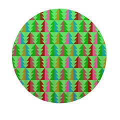 Trees Pattern Retro Pink Red Yellow Holidays Advent Christmas Mini Round Pill Box (pack Of 3) by Maspions