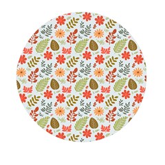 Background Pattern Flowers Design Leaves Autumn Daisy Fall Mini Round Pill Box