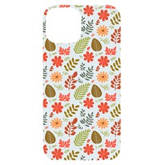 Background Pattern Flowers Design Leaves Autumn Daisy Fall Iphone 14 Black Uv Print Case by Maspions