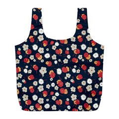 Flowers Pattern Floral Antique Floral Nature Flower Graphic Full Print Recycle Bag (l) by Maspions
