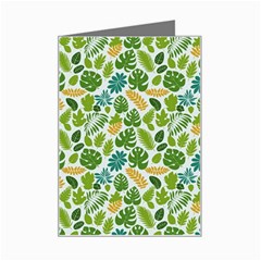 Leaves Tropical Background Pattern Green Botanical Texture Nature Foliage Mini Greeting Card