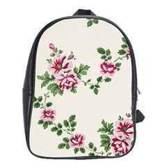 Vintage Flower Art Artwork Blooming Blossom Botanical Botany Nature Floral Pattern School Bag (xl) by Maspions