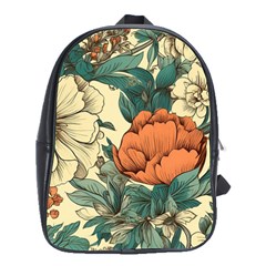 Flowers Pattern Texture Art Colorful Nature Painting Surface Vintage School Bag (large) by Maspions