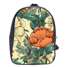 Flowers Pattern Texture Art Colorful Nature Painting Surface Vintage School Bag (xl) by Maspions