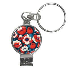 Red Poppies Flowers Art Nature Pattern Nail Clippers Key Chain by Maspions