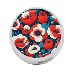 Red Poppies Flowers Art Nature Pattern 4-port Usb Hub (one Side) by Maspions
