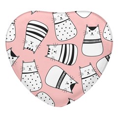 Cute Cats Cartoon Seamless-pattern Heart Glass Fridge Magnet (4 Pack) by Apen
