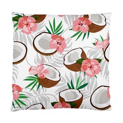 Seamless Pattern Coconut Piece Palm Leaves With Pink Hibiscus Standard Cushion Case (two Sides) by Apen