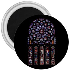 Chartres Cathedral Notre Dame De Paris Stained Glass 3  Magnets