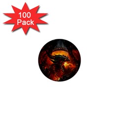 Dragon Fire Fantasy Art 1  Mini Buttons (100 Pack) 