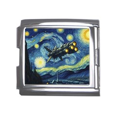 Spaceship Starry Night Van Gogh Painting Mega Link Italian Charm (18mm)