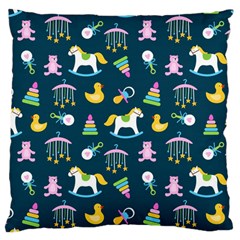 Cute Babies Toys Seamless Pattern Large Cushion Case (one Side)