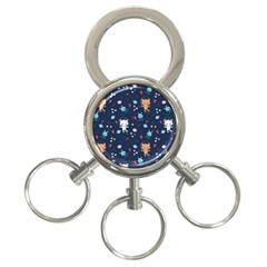 Cute Astronaut Cat With Star Galaxy Elements Seamless Pattern 3-ring Key Chain by Apen