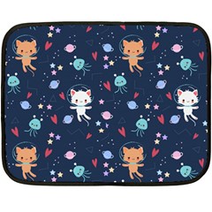 Cute Astronaut Cat With Star Galaxy Elements Seamless Pattern Two Sides Fleece Blanket (mini) by Apen