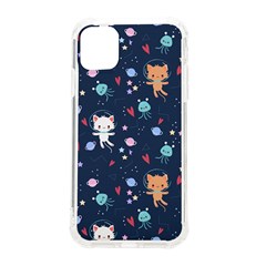 Cute Astronaut Cat With Star Galaxy Elements Seamless Pattern Iphone 11 Tpu Uv Print Case by Apen