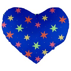 Background Star Darling Galaxy Large 19  Premium Flano Heart Shape Cushions by Maspions