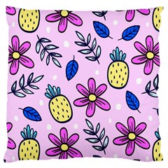 Flowers Petals Pineapples Fruit Standard Premium Plush Fleece Cushion Case (two Sides) by Maspions